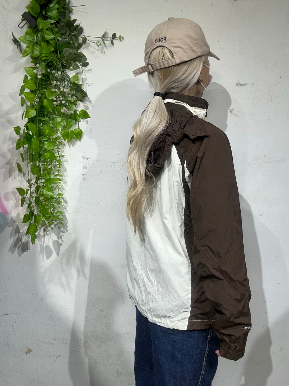 노스 페이스 브라운 아이보리 하이벤트 후드 바람막이 자켓 S 상품이미지3