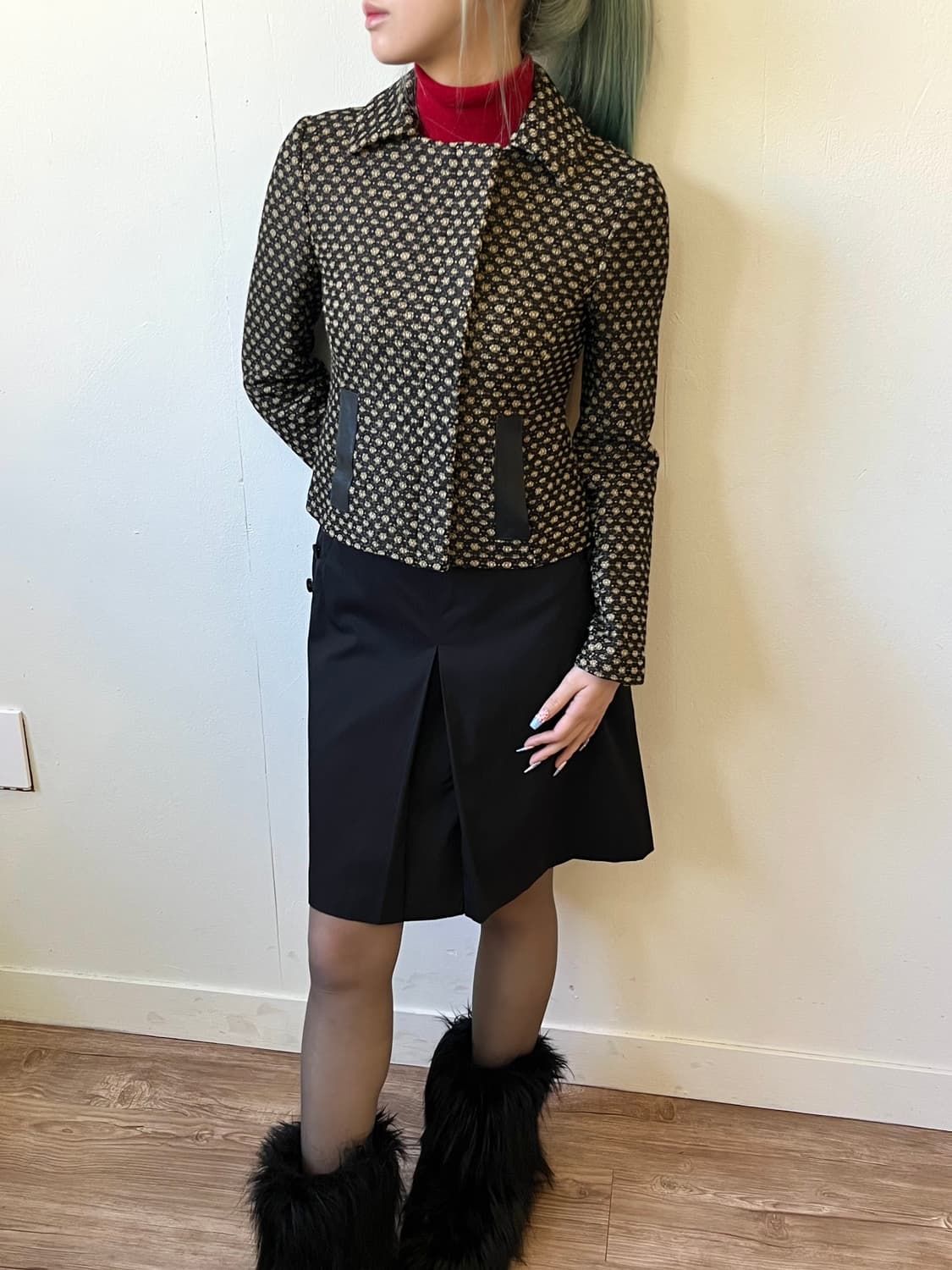 nanette lepore 도트 레더 트위드 자켓 상품이미지5