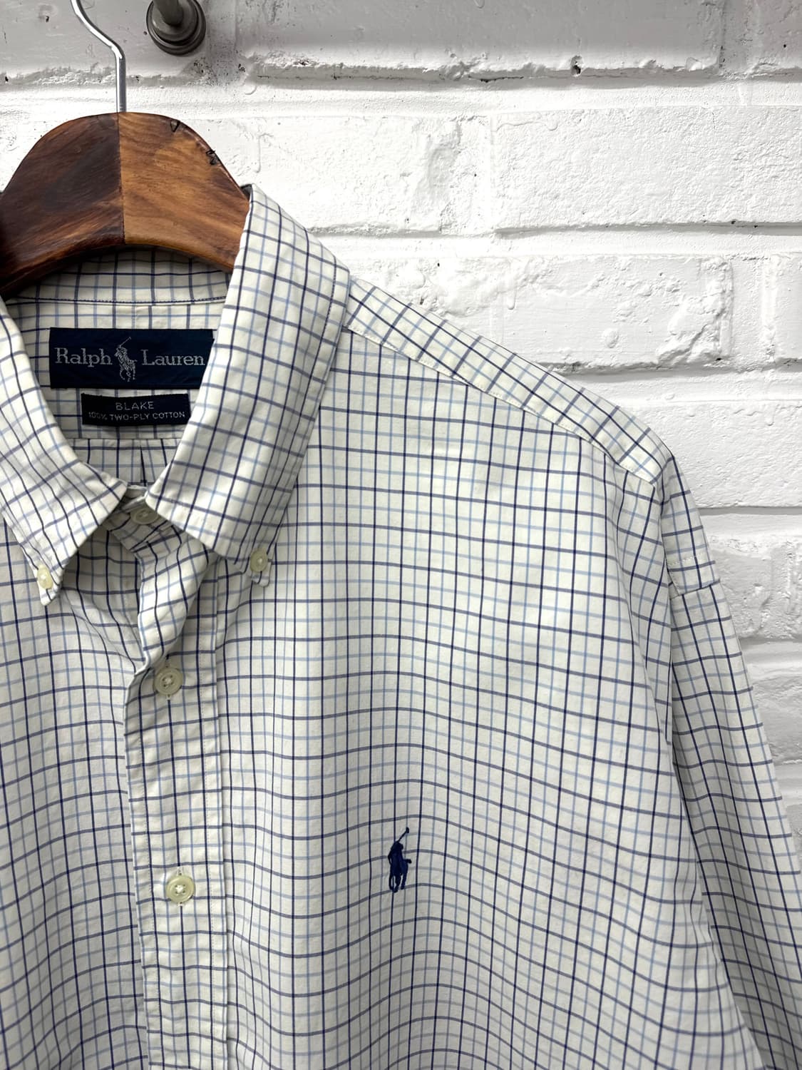 랄프로렌 화이트 블루 체크 코튼셔츠 상품이미지4