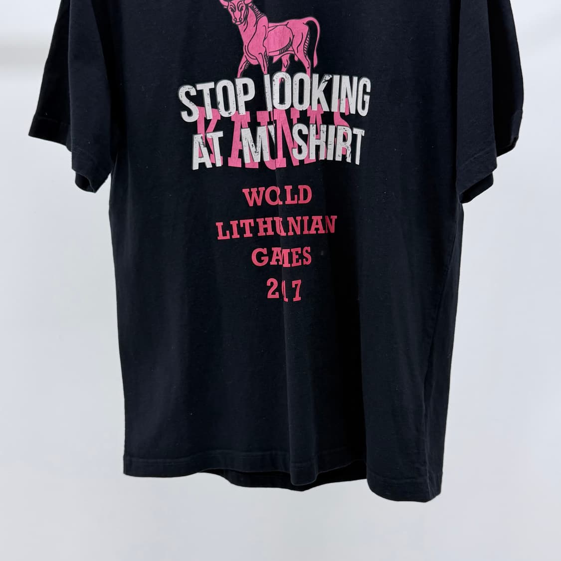 [S급/M] 베트멍 stop looking 그래픽 반팔 티셔츠 블랙 상품이미지3