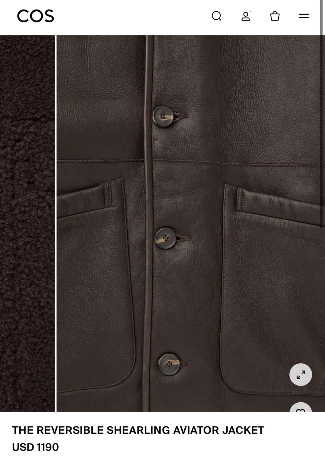 (택 채 새상품) COS 리버시블 무스탕 S 상품이미지4