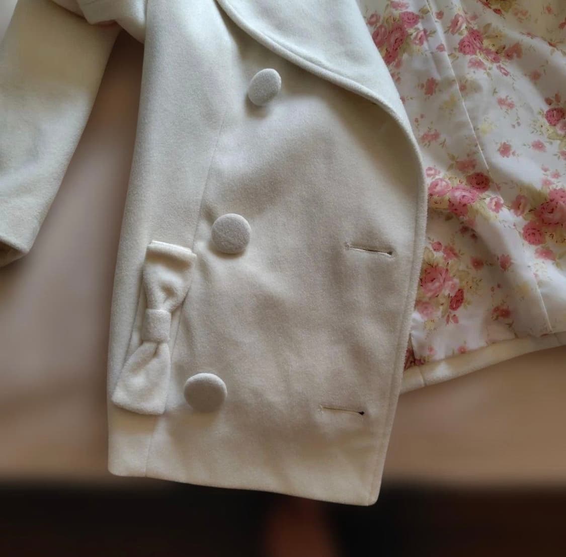 Liz lisa 화이트 더블 브레스트 피코트 상품이미지4