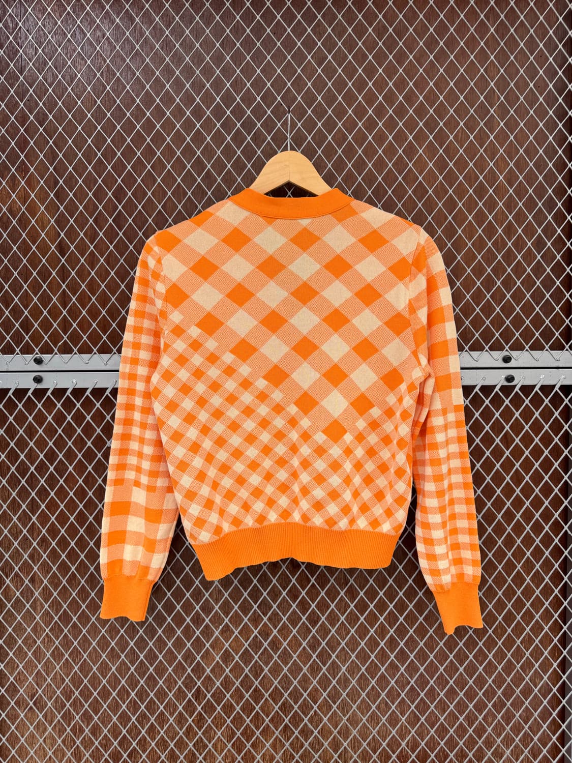 럭키슈에뜨 오렌지 체크 버튼 포인트 가디건 니트 38 상품이미지7