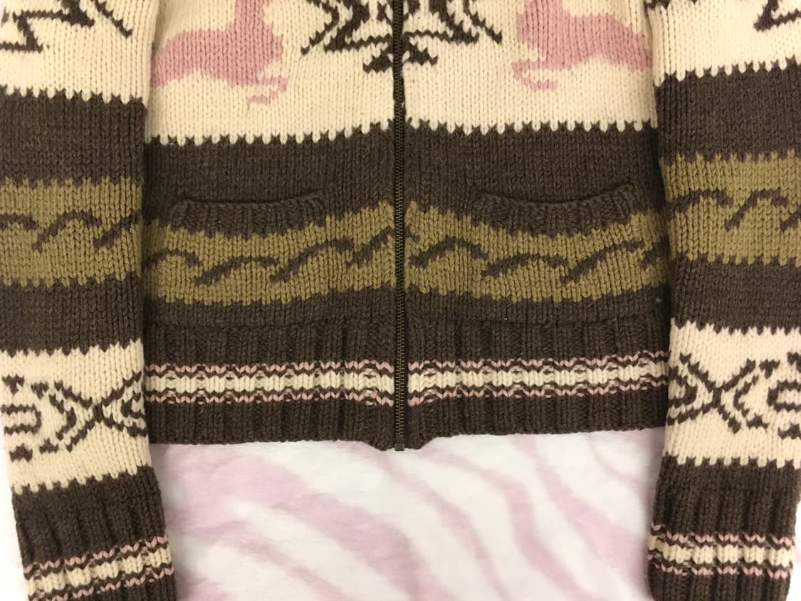 카키핑크 사슴 노르딕 코위찬 니트집업 모리걸 갸루 러힙 상품이미지6