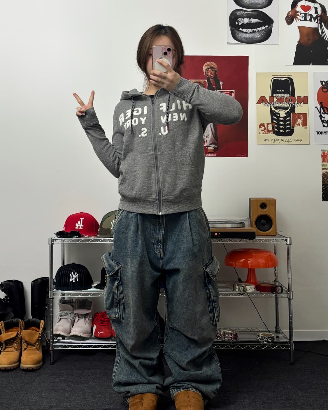 타미힐피거 아플리케 로고 그레이 후드집업 상품이미지4