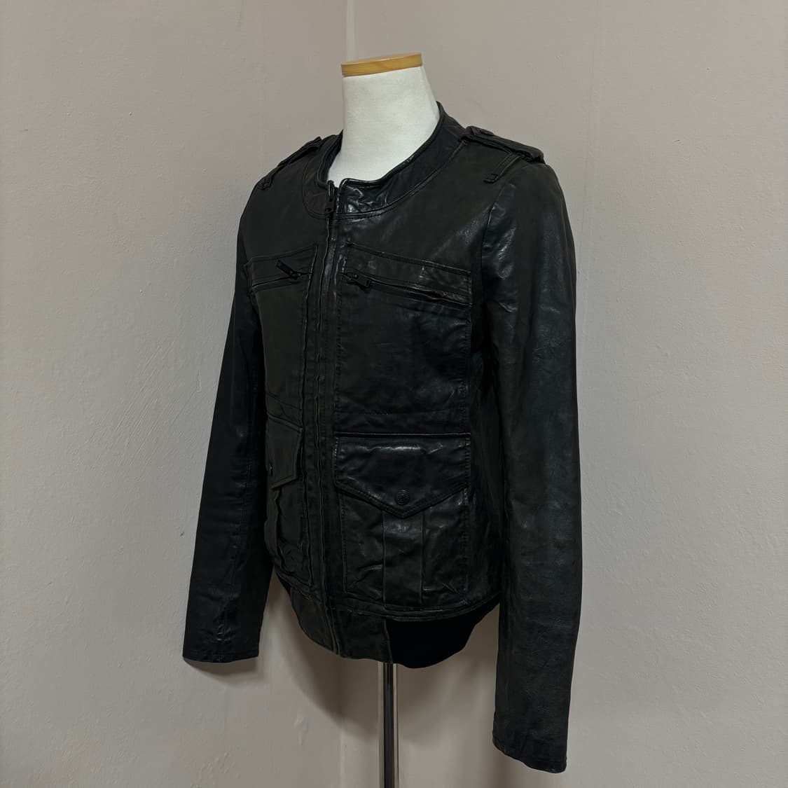 히스테릭글래머 빈티지 양가죽 램스킨 포켓 밀리터리 레더 자켓 상품이미지2