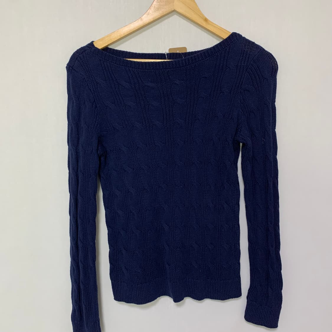 로렌랄프로렌 빈티지 케이블 유넥 세미크롭 니트 네이비 폴로 여성 M 상품이미지2