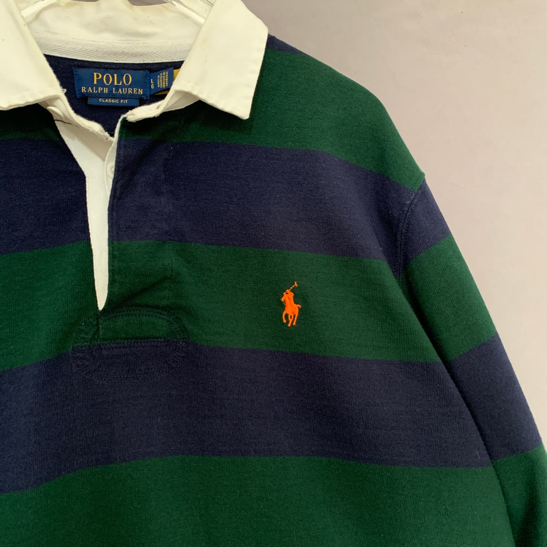 L 폴로랄프로렌 신형 QR 클래식핏 단가라 럭비 긴팔 카라티 상품이미지3