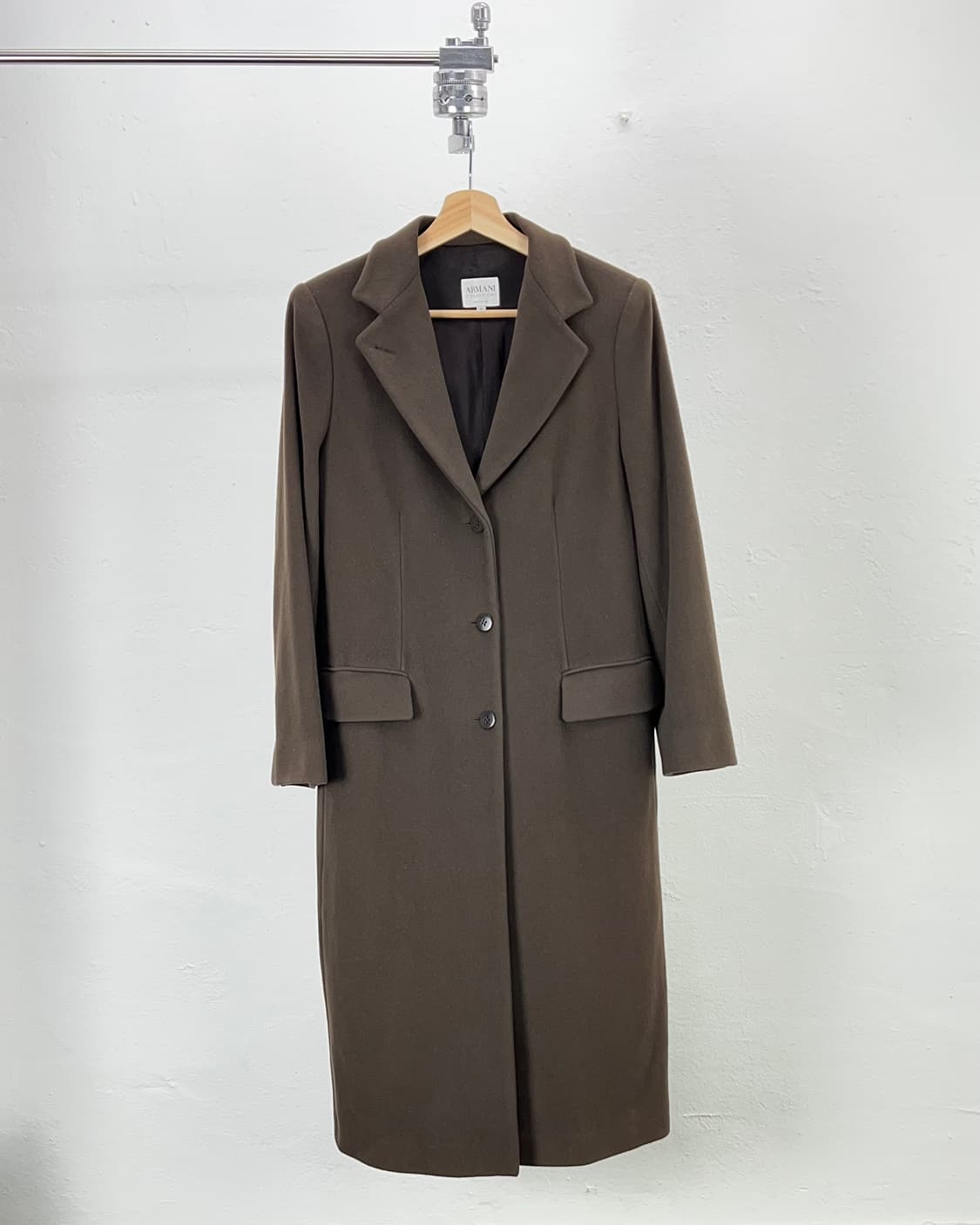 아르마니 꼴레지오니 다크 브라운 테일러드 울 롱 코트 상품이미지1