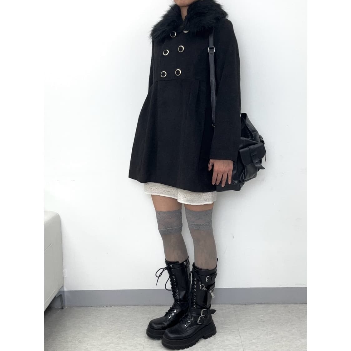 빈티지 블랙 더블 코트 상품이미지3