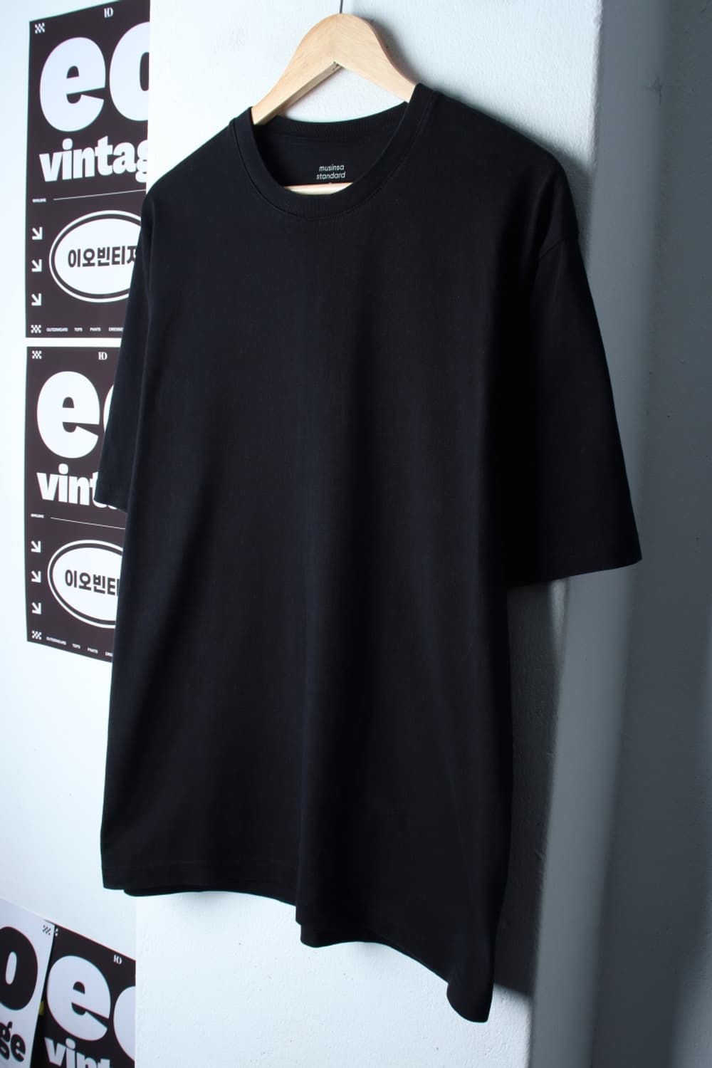 (L-XL) 무신사 스탠다드 반팔 티셔츠 무지 블랙 기본-H33149 상품이미지1