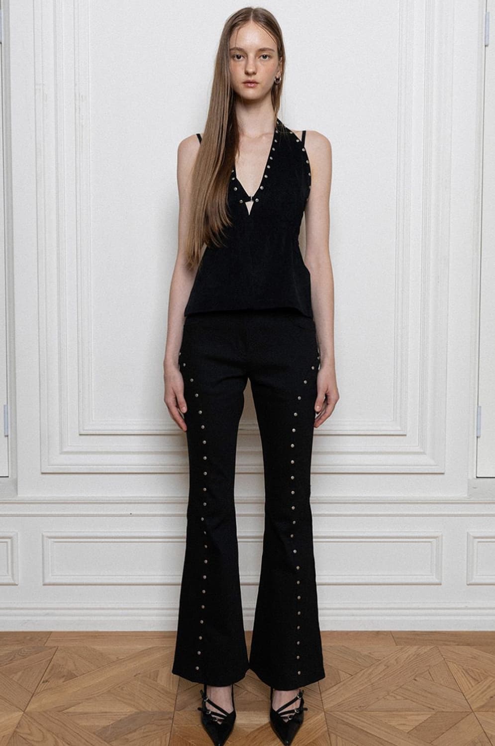 THE PORTA Line Stud Boot Cut Pants 상품이미지2