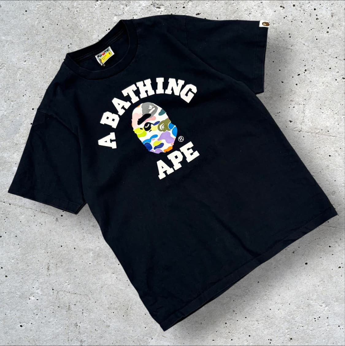 [S] 베이프 컬리지 블랙 멀티 카모 반팔 티셔츠 C977 상품이미지1