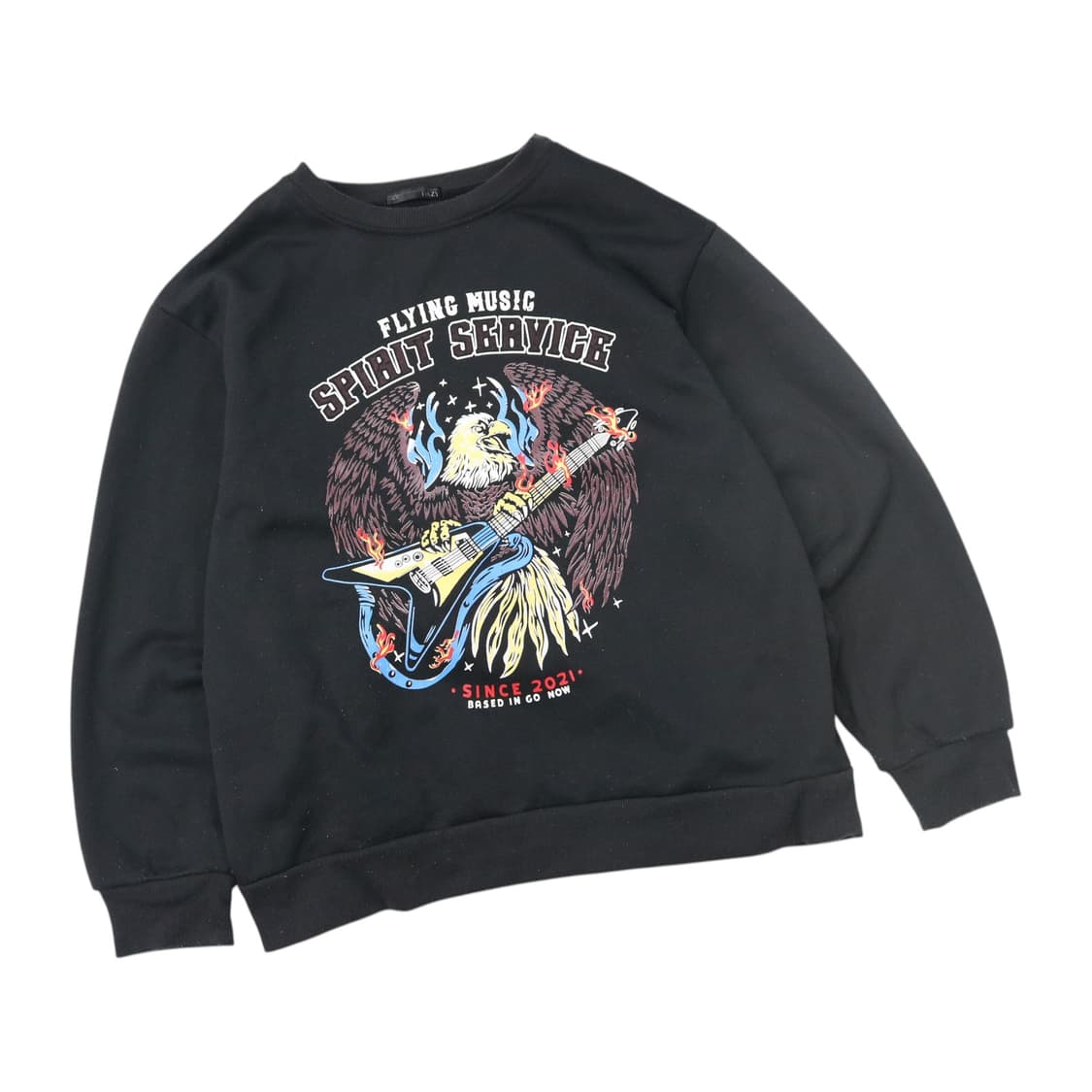 DAZY 데이지 빈티지 이글 락 그래픽 블랙 맨투맨 (M) 상품이미지1