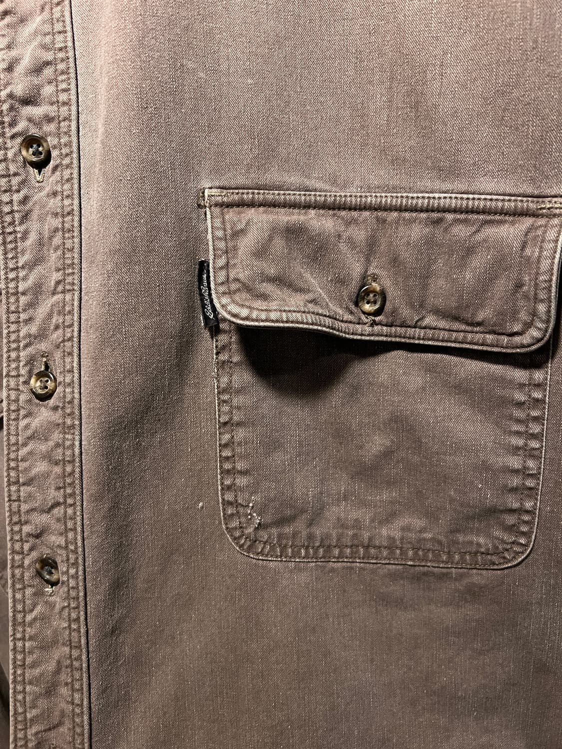 [XL]90's 에디바우어 2포켓 체크 라이닝 차콜브라운 워크 셔츠 상품이미지3