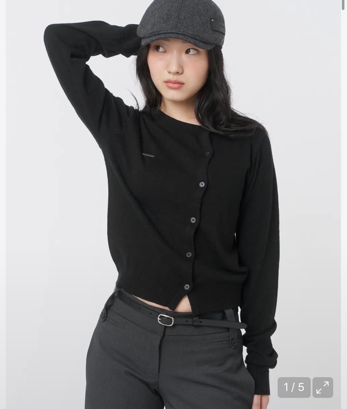 미세키서울 언발란스 니트 가디건 블랙 상품이미지1
