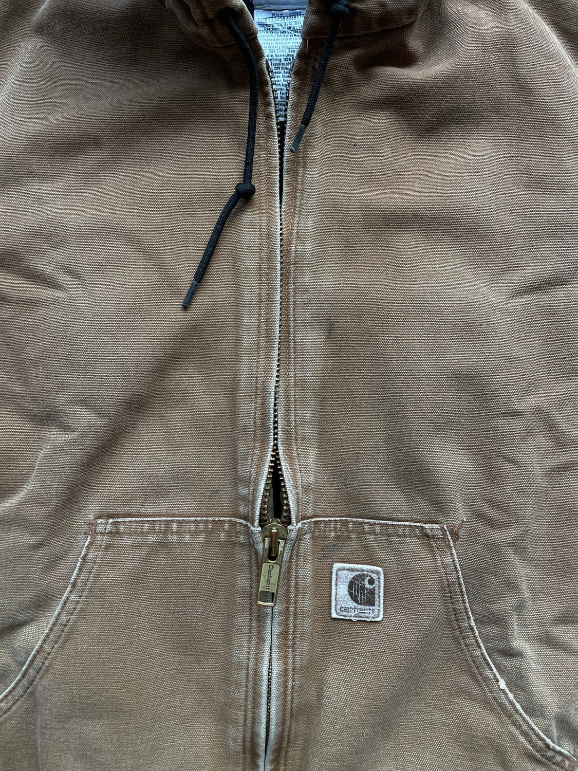 칼하트 j130 BRN 브라운 액티브 자켓 샌드스톤 빈티지 상품이미지4