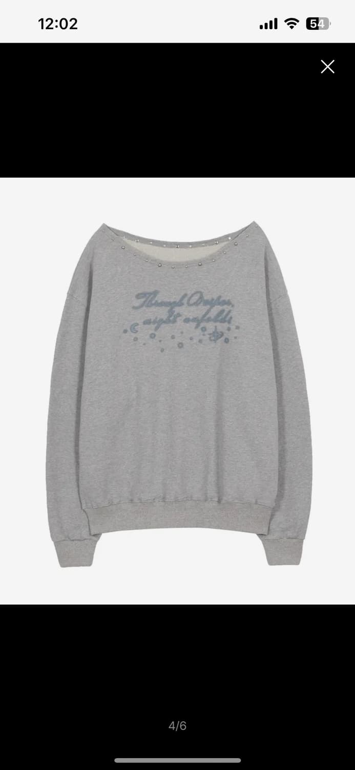 일리고 원숄더 스터드 보트넥 맨투맨 멜란지 상품이미지1