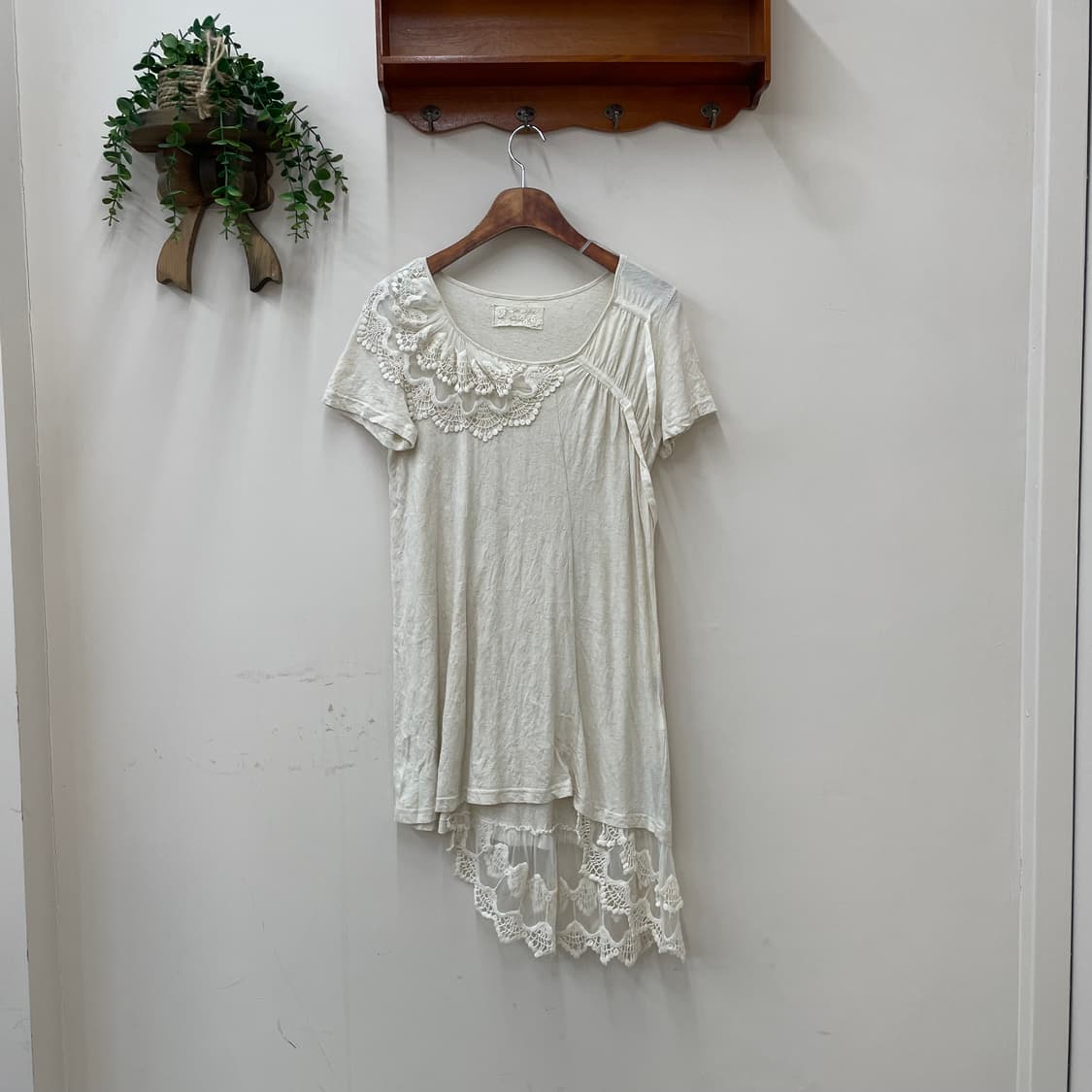 러블리 갸루 비대칭 레이스 반팔 원피스 상품이미지1