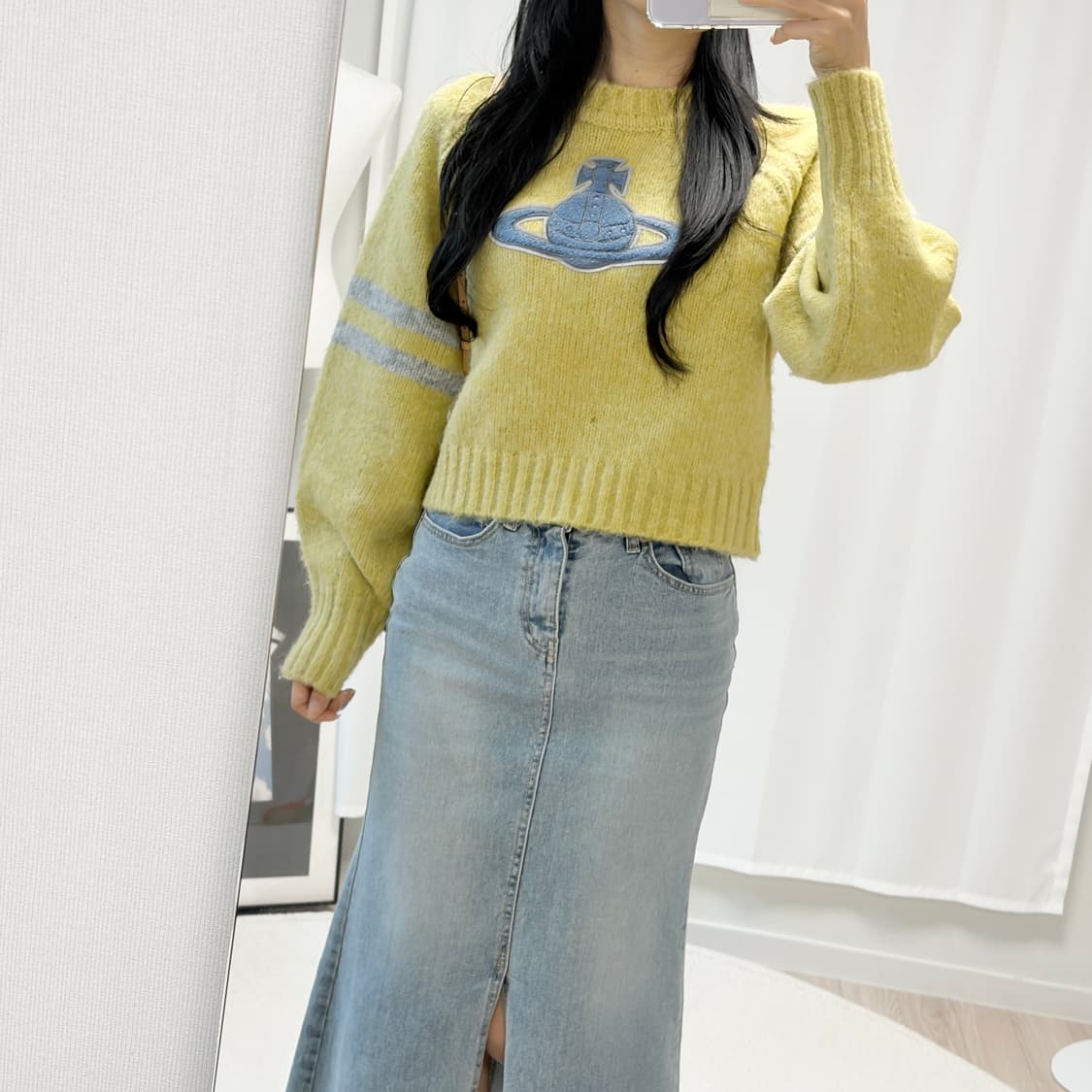 새상품 비비안웨스트우드 ORB 패치 울 스웨터-옐로우 상품이미지8