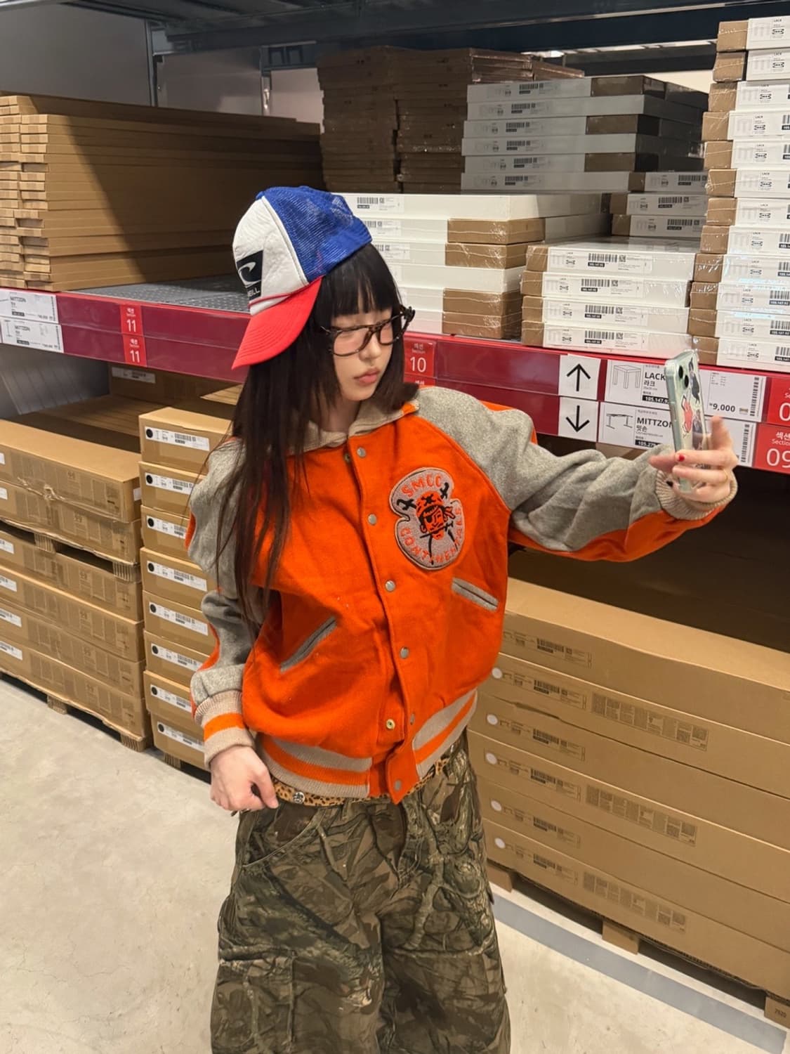 90s 올드스쿨 SMCC 오렌지 패치 바시티 jk 상품이미지1