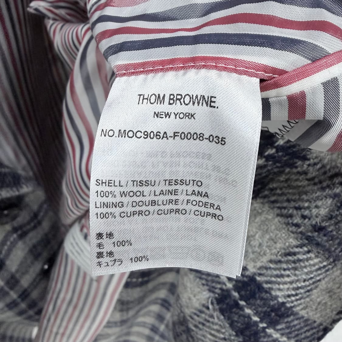 [S급/5] 톰브라운 타탄 체크 브러쉬드 울 코트 자켓 그레이 상품이미지6