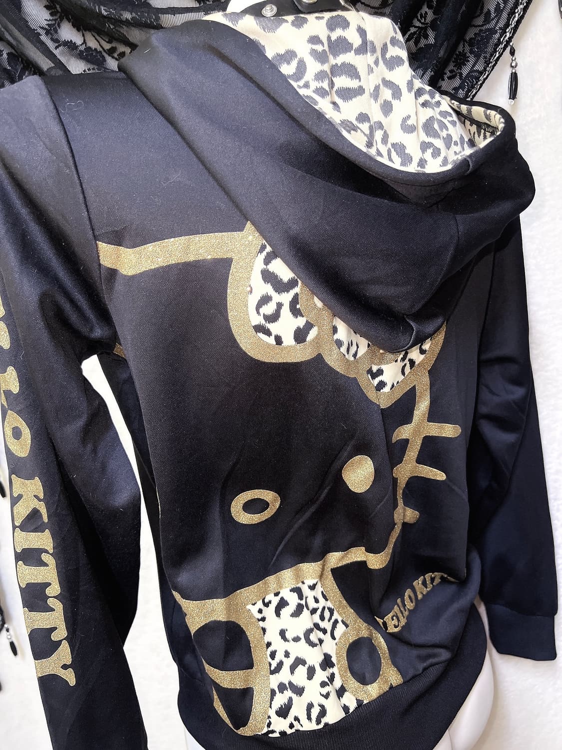 고전 헬로키티 레오파드 호피 오네갸루 펑크 후드집업  y2k 저지 핀터 상품이미지6