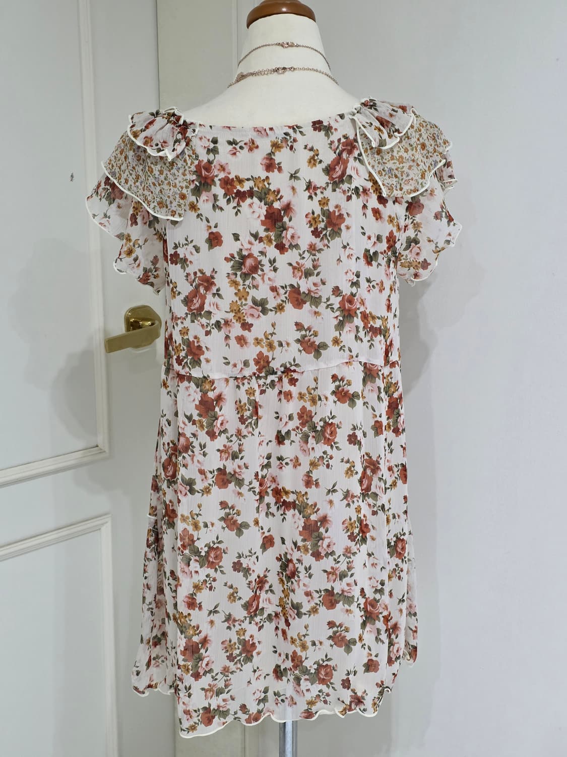 로사체리 일본빈티지)빅리본 스즈코모리걸 고전 로즈플로럴 프릴레이어드원피스 상품이미지4