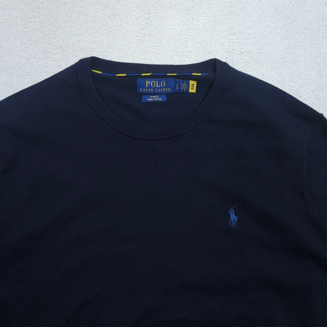 폴로 랄프 로렌 신형 QR 피마 코튼 니트 L 네이비 상품이미지4