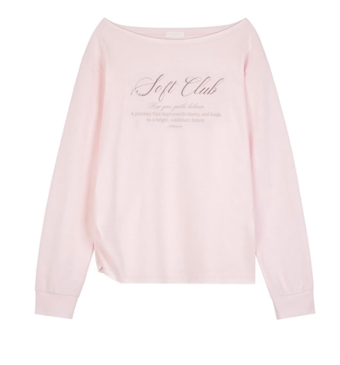 클리시어 소프트클럽 원숄더맨투맨 핑크 상품이미지1