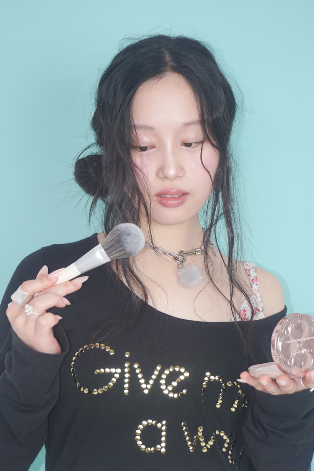 Dusty-Puff necklace (light grey) 상품이미지5