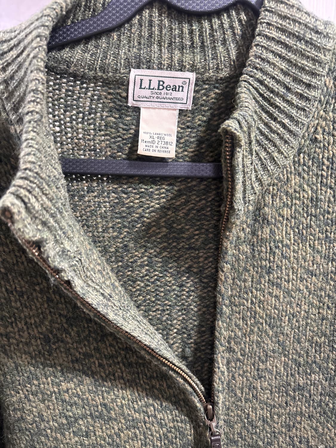 L.L.bean 엘엘빈 램스울 니트 자켓 그린 xl 상품이미지2