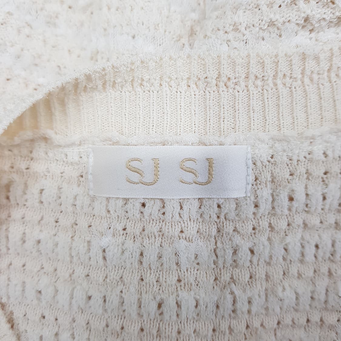 한섬 SJSJ 2022 아이보리 트위드 니트 반팔 가디건 F사이즈 상품이미지5