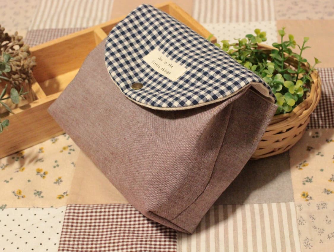 핸드메이드 네이비체크 박스 파우치 상품이미지9