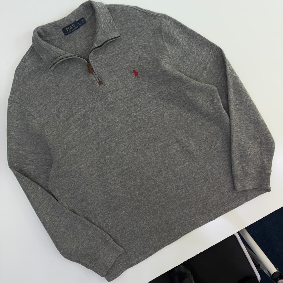 Polo 폴로 랄프로렌 신형 멜란지 그레이 쿼터집업 니트 상품이미지2