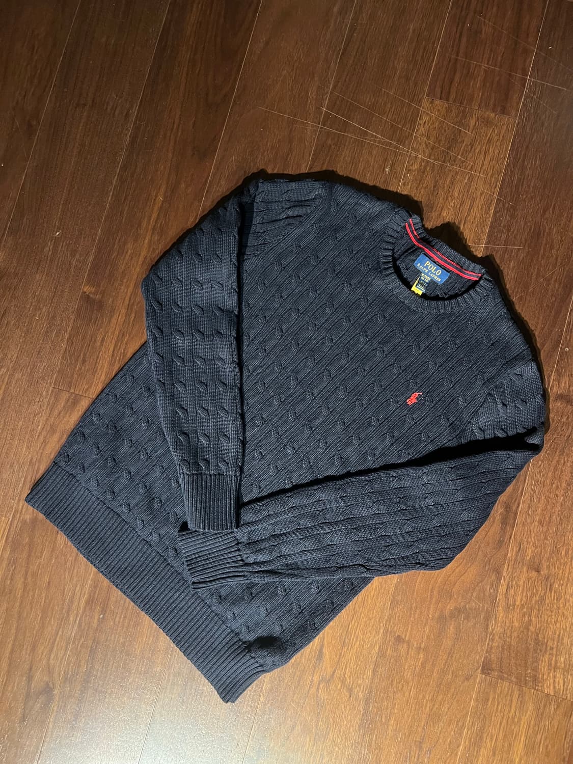 폴로 랄프로렌 네이비 케이블 니트 (보이즈 XL) 상품이미지1