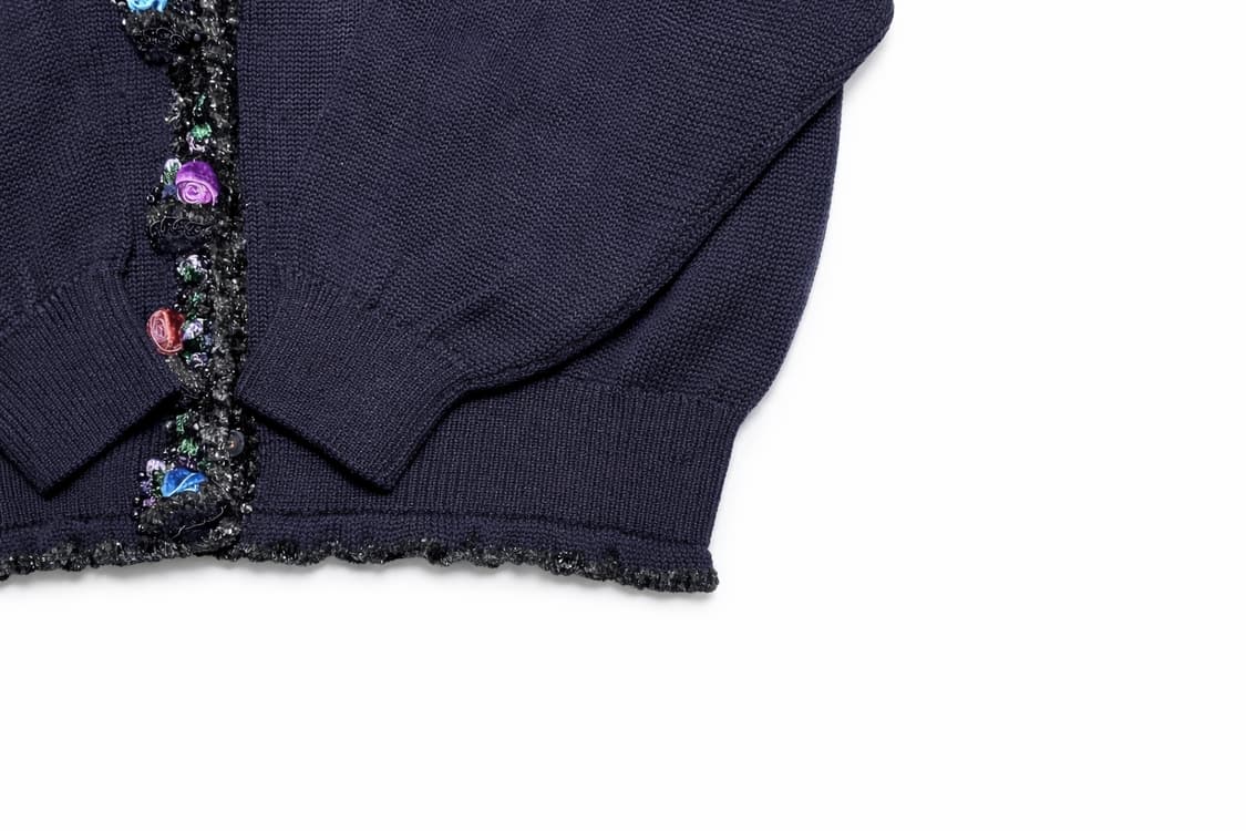 JPN 90s 일본 빈티지 y2k 모리걸 플라워 비즈 프렌치 가디건 상품이미지5