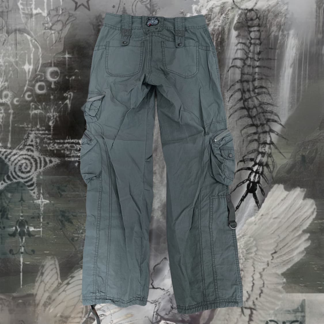 00s 빈티지 밀크카키 멀티포켓 카고팬츠 상품이미지2