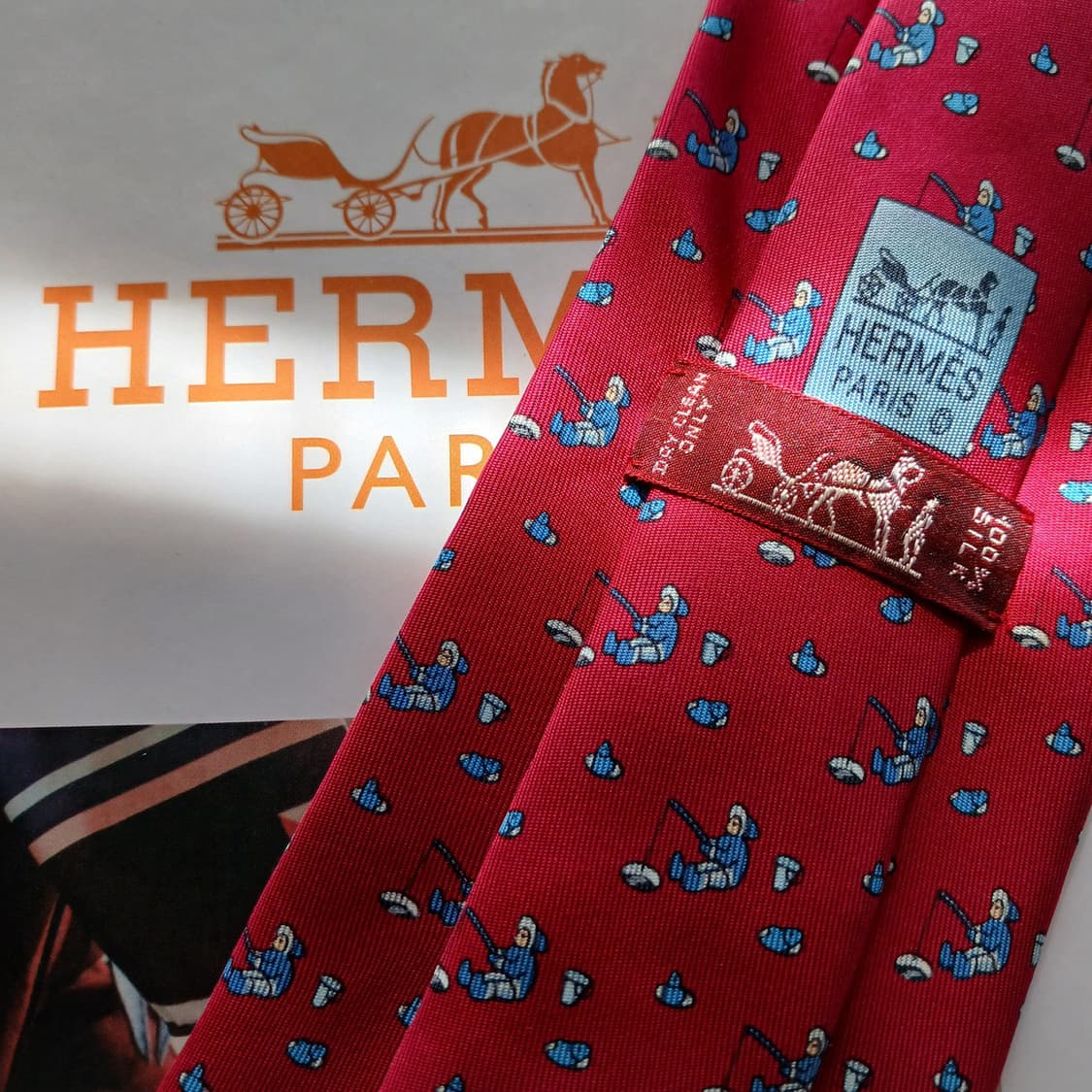 에르메스 실크 핫핑크 에스키모패턴 넥타이 9.2cm A-등급 A18754 상품이미지3