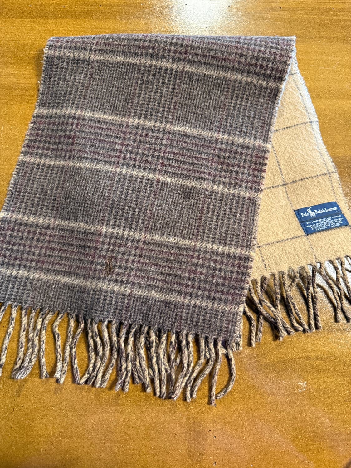 폴로 랄프로렌 POLO RALPH LAUREN 윈도우 체크 머플러 베이지 상품이미지1