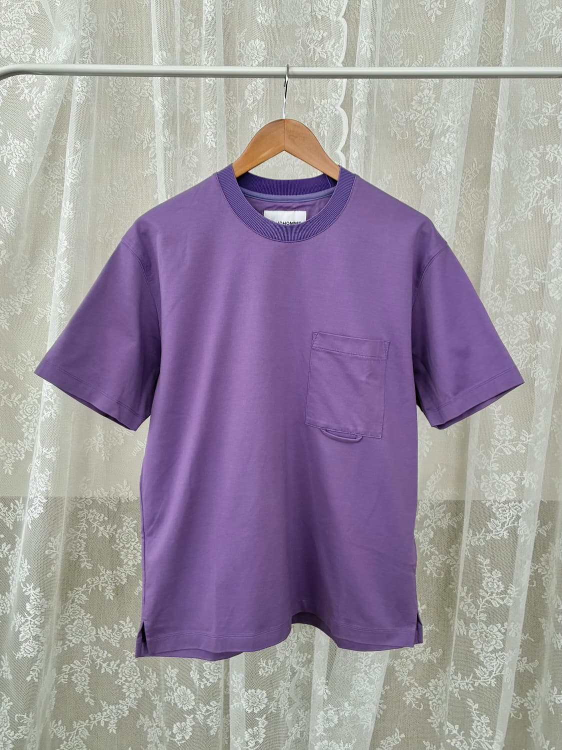 46) 솔리드옴므 포켓 반팔 티셔츠 퍼플 상품이미지1