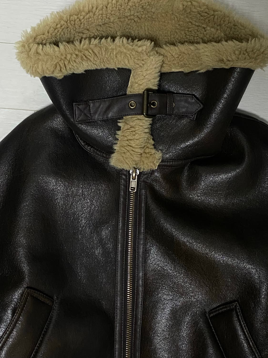 하이넥 무스탕 퍼 자켓 상품이미지4