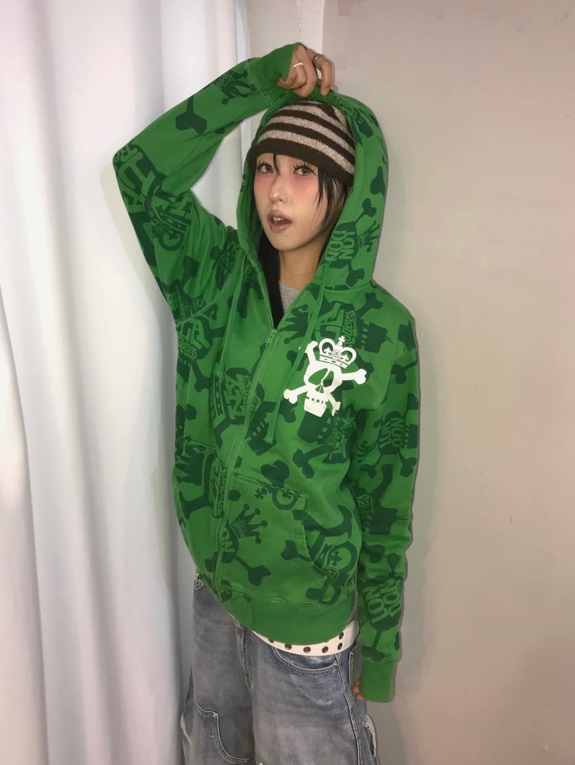 Stussy Skull Printing Hood Zip-Up 상품이미지2