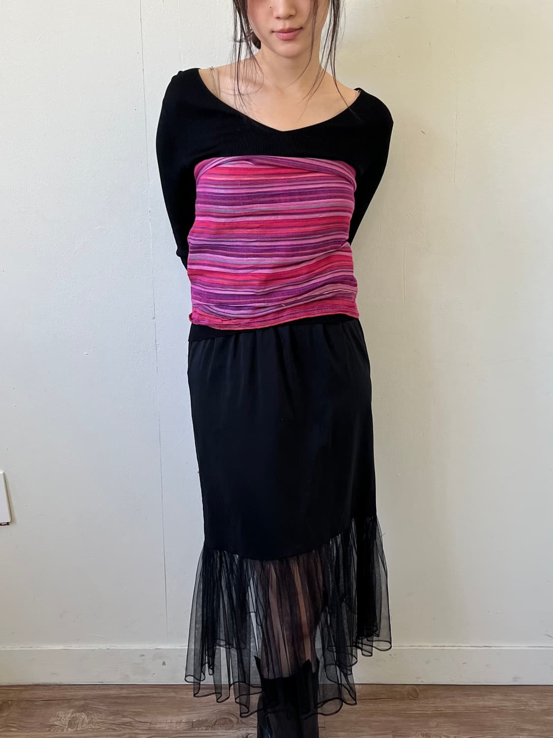 Japan vtg 스트라이프 머플러 상품이미지10