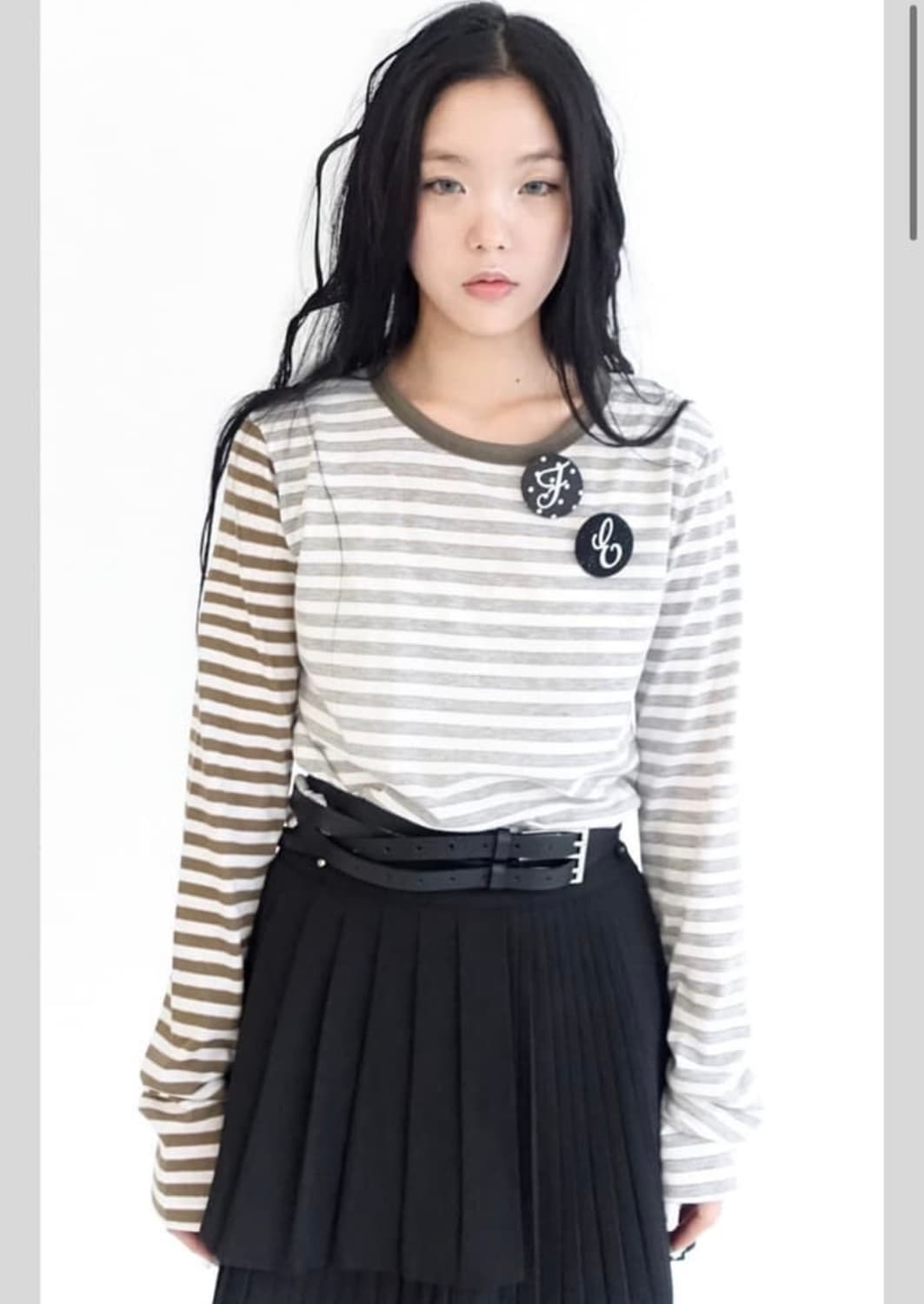샵페어리 핀버튼 롱슬리브 카키 상품이미지1