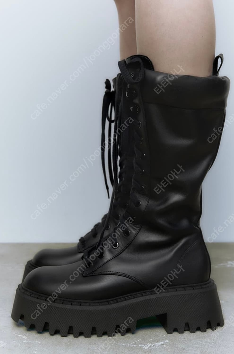 zara 자라 레이스업 트랙솔 레더 부츠 블랙 상품이미지4