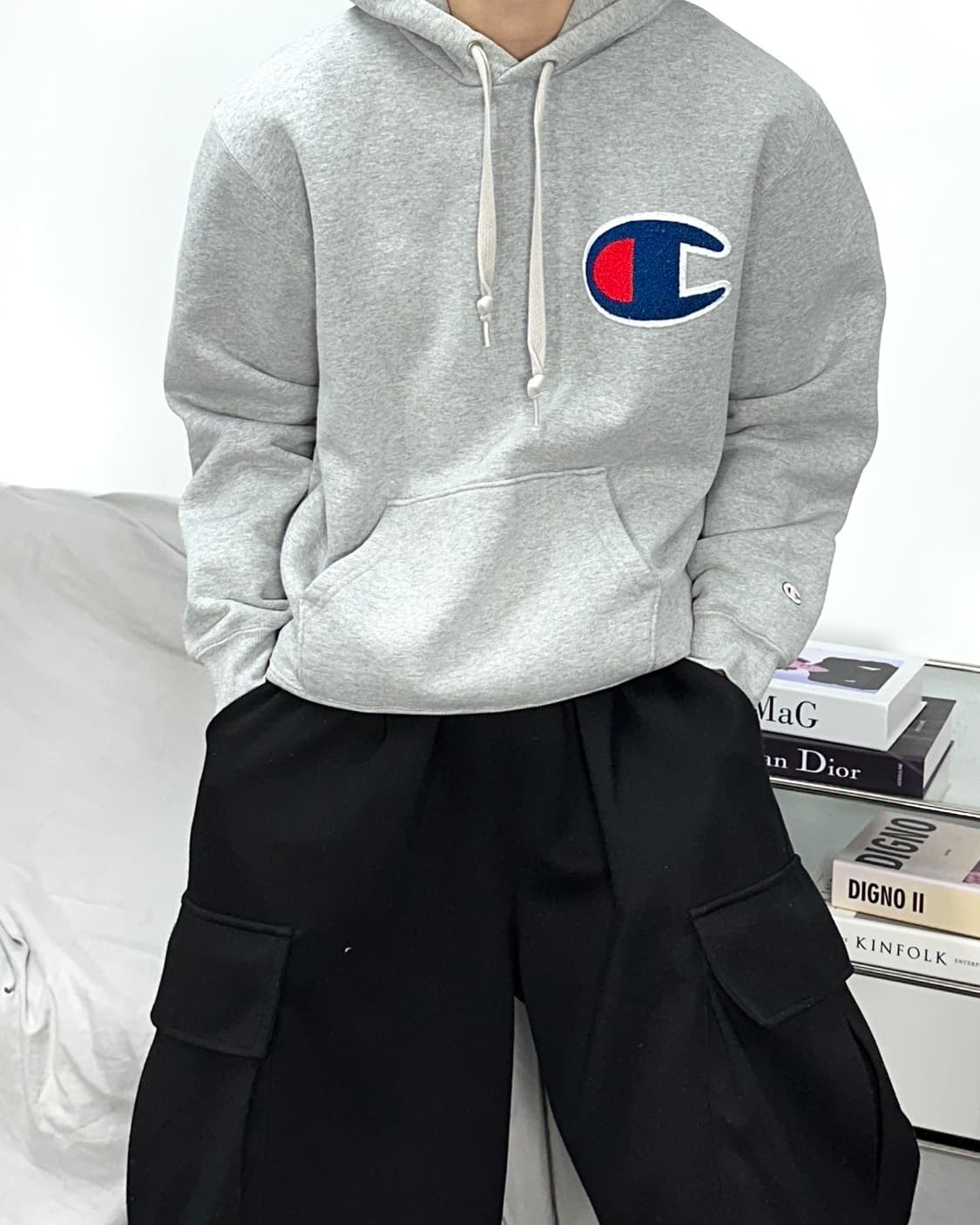 챔피온 빅C로고 그레이 후드티 XL 상품이미지1