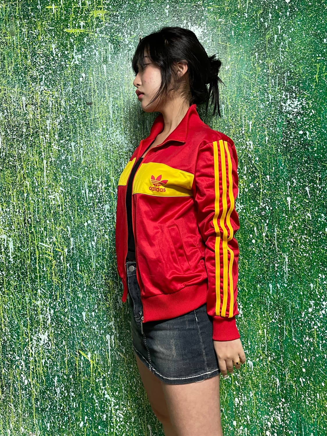 아디다스 데상트 올드스쿨 레드 노랑 빅로고 져지 XS 상품이미지5