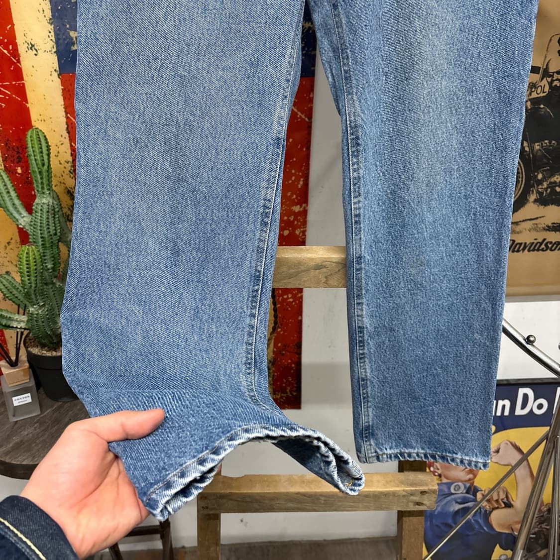 90s 폴로진스 세러데이 진 루즈 스트레이트 핏 데님팬츠 중청 N899 상품이미지4