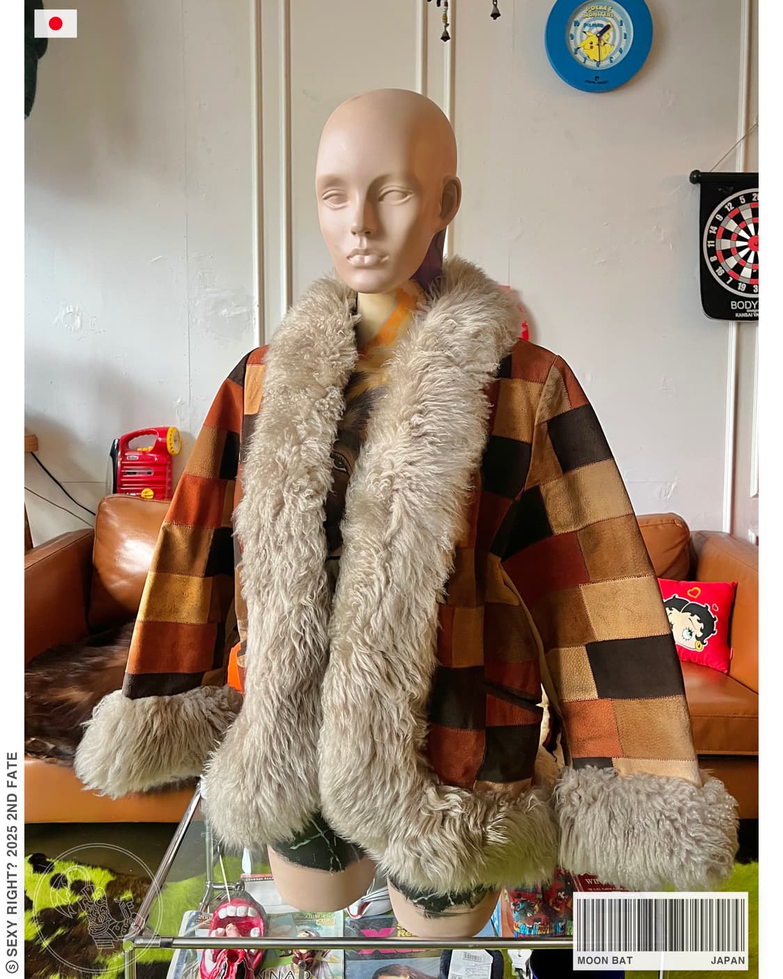 1970-80s Moon Bat Leather Lamb Fur JK 상품이미지1